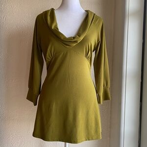 Vintage Y2K BCBG Max Azria olive green jersey tunic or micro mini dress Size M